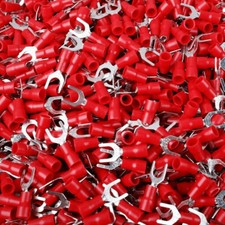 22-16 Gauge Red Fork Spade Terminals Vinyl Insulated Crimp Wire Connectors