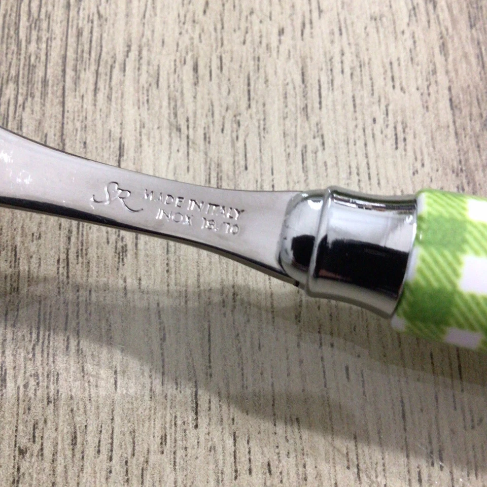 Cubiertos horquilla mango de guinga verde 4 piezas SR INOX 18/10 acero inoxidable hecho en Italia Foto 4 de 4