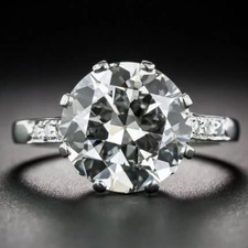 5 CT White Round Cut CZ Women's Antique Vintage Style Wedding Ring In 925 Silver