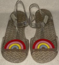 GLITTER JELLY Sandals Rainbow Silver Little Girls Youth Summer Size 11 SHOES