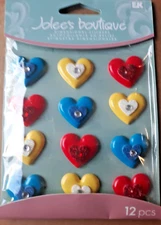 JOLEE'S BOUTIQUE 3D HEART/ PLASTIC EMBELLISHMENTS (3/4 INCH) 12 PC.