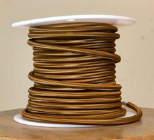 Brown Rayon Cloth Covered 2-Wire Round Cord, 18ga. Vintage Lamps Antique Lights