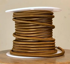 Brown Rayon Cloth Covered 2-Wire Round Cord, 18ga. Vintage Lamps Antique Lights