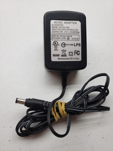 AC/DC Adapter PA1024-3DU 18V 1.1A 20w max power cord part replacement PEC