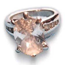 Classy Vintage Cubic Zirconia Solitaire Engagement Ring 925 Silver, Size 7