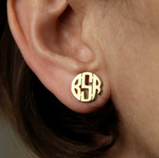 Custom Name Monogram Stud Earrings Initials Stainless Steel Jewelry Women Letter