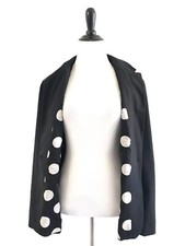 Chicos Womens Size 2 Black City Chic One Button Blazer Polka Dots Lined