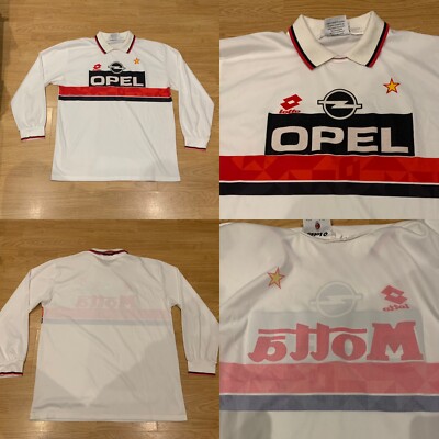 AC Milan 93 94 Away Shirt Lotto Long Sleeve L/S Opel/Motta Italy