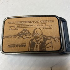 NRA Whittington Center Belt Buckle Honors Harlon B. Carter Leather Brass  Z10 