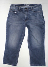 Women's Lee regular fit mid-rise blue denim capri jeans 14 M