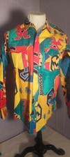 VTG Wrangler Men  s 80s Rockabilly Cowboy Shirt Southwest Aztec   17.5/ 36