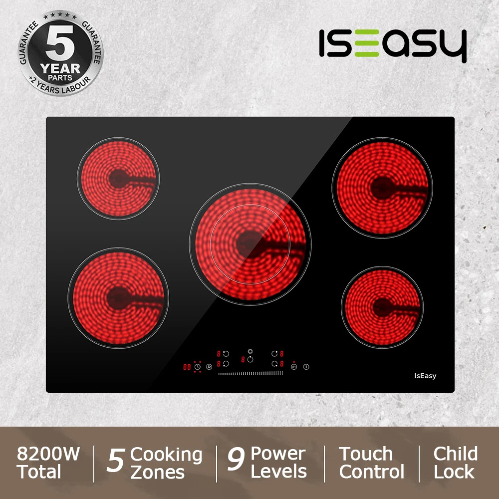 30” Electric Ceramic Cooktop Stove Burner Built-in Timer & Kid Safety Lock 8200W
