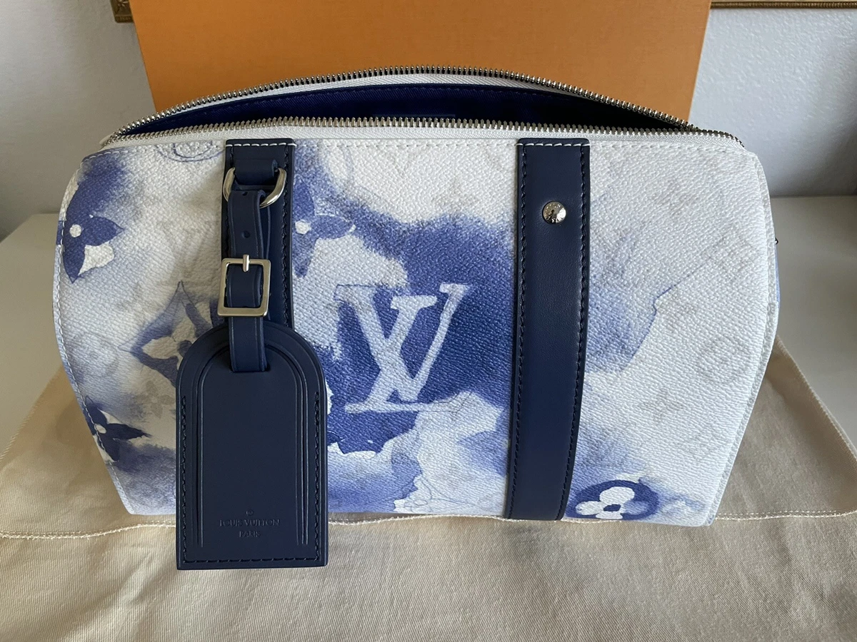 Louis Vuitton City Keepall Monogram Leather Travel Bag Blue