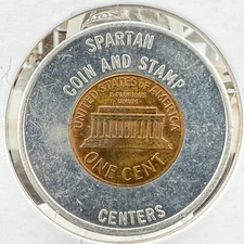 1968-D Lincoln Memorial Penny Encased Spartan Coin and Stamp SP3033