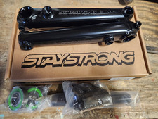 New Stay Strong Black 3-Piece BMX Crank Set with Sealed Mid Bottom Bracket 170mm