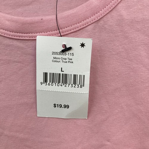NEW Cotton On Shirt Top Womens L Large Pink Crop Short Sleeve Crew neck 42727 - Picture 7 of 11
