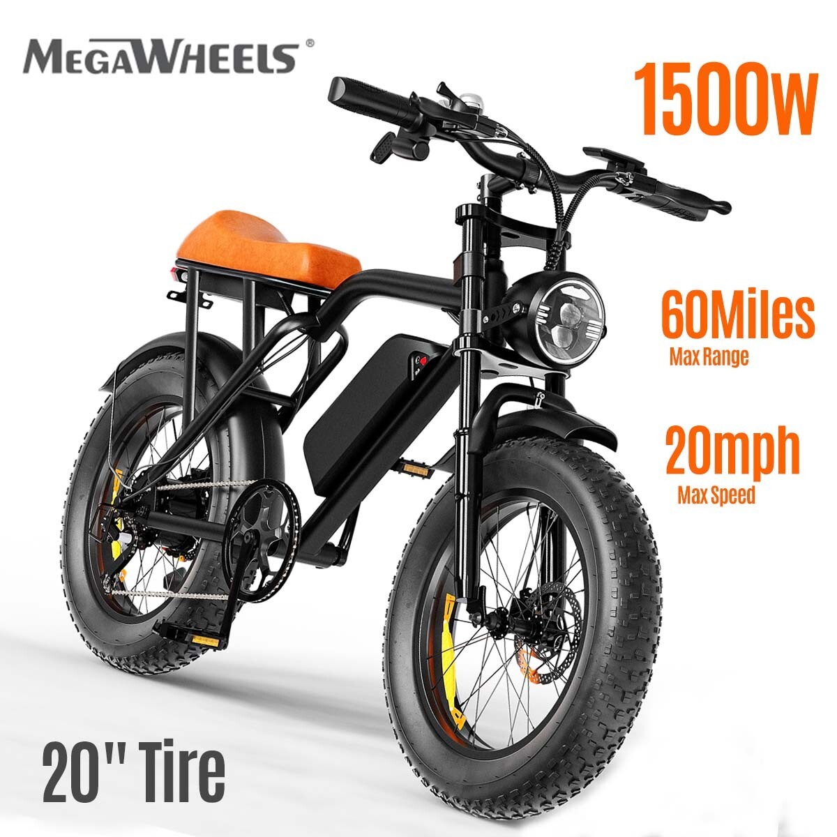 20" Fat Tire Electric Bike for Adult 1500W 60Mile 33MPH Off-road Mountain Ebike | eBay 20" Fat Tire Electric Bike for Adult 1500W 60Mile 33MPH Off-road Mountain Ebike | eBay