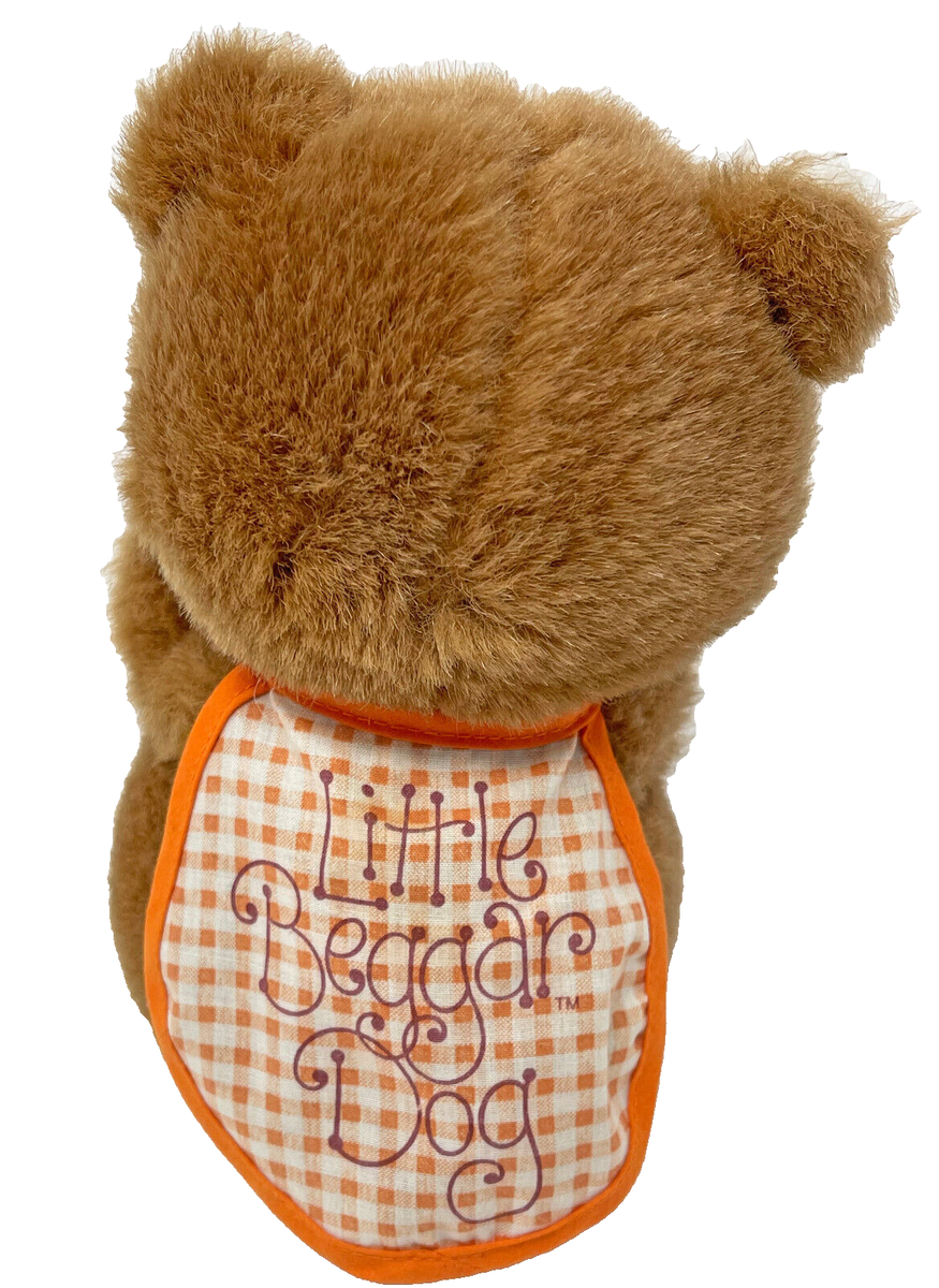 Applause 1984 Little Beggar Bear Dog Plush Used Orange Apron Cape