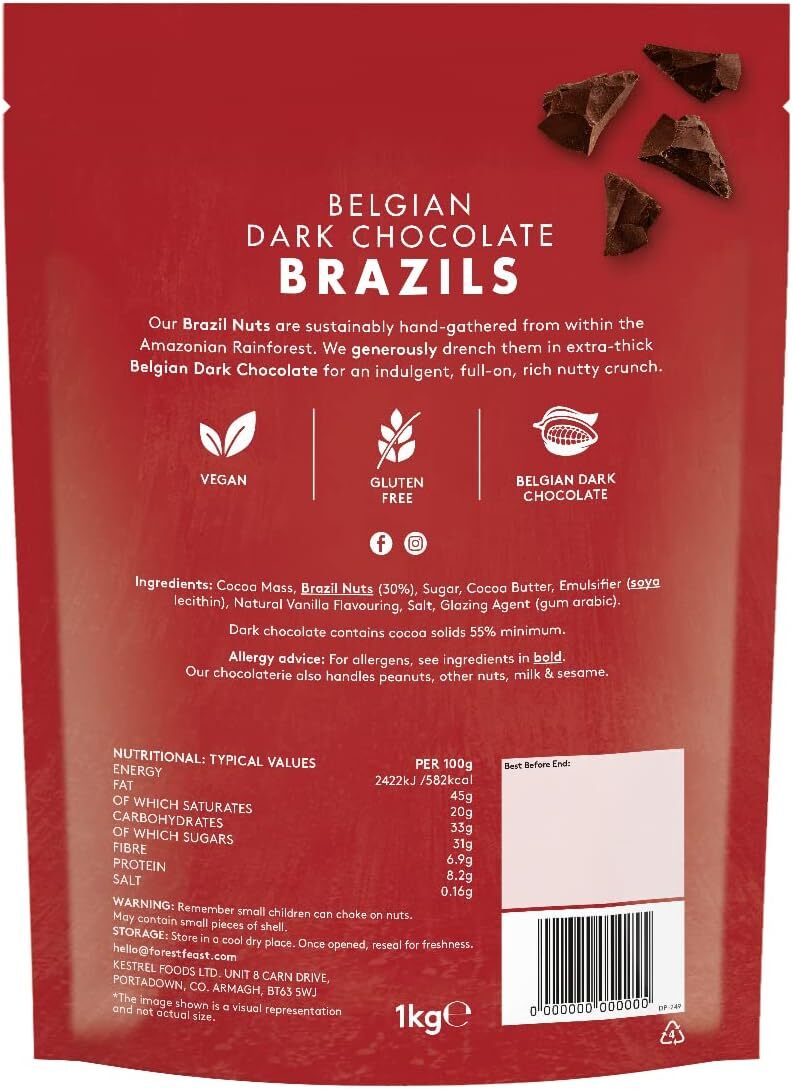FOREST FEAST Belgian Dark Chocolate Brazil Nuts 1kg Natural Gluten
