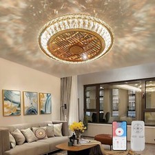 Ceiling Fan with Lamp with Remote,K9 Crystal Ceiling Light Adjustable Wind Speed