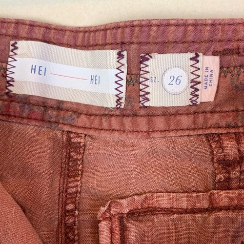 Pantaloni utility Hei Hei Anthropologie Marlena pizzo all'uncinetto 100% lino cropped - Foto 10 di 16