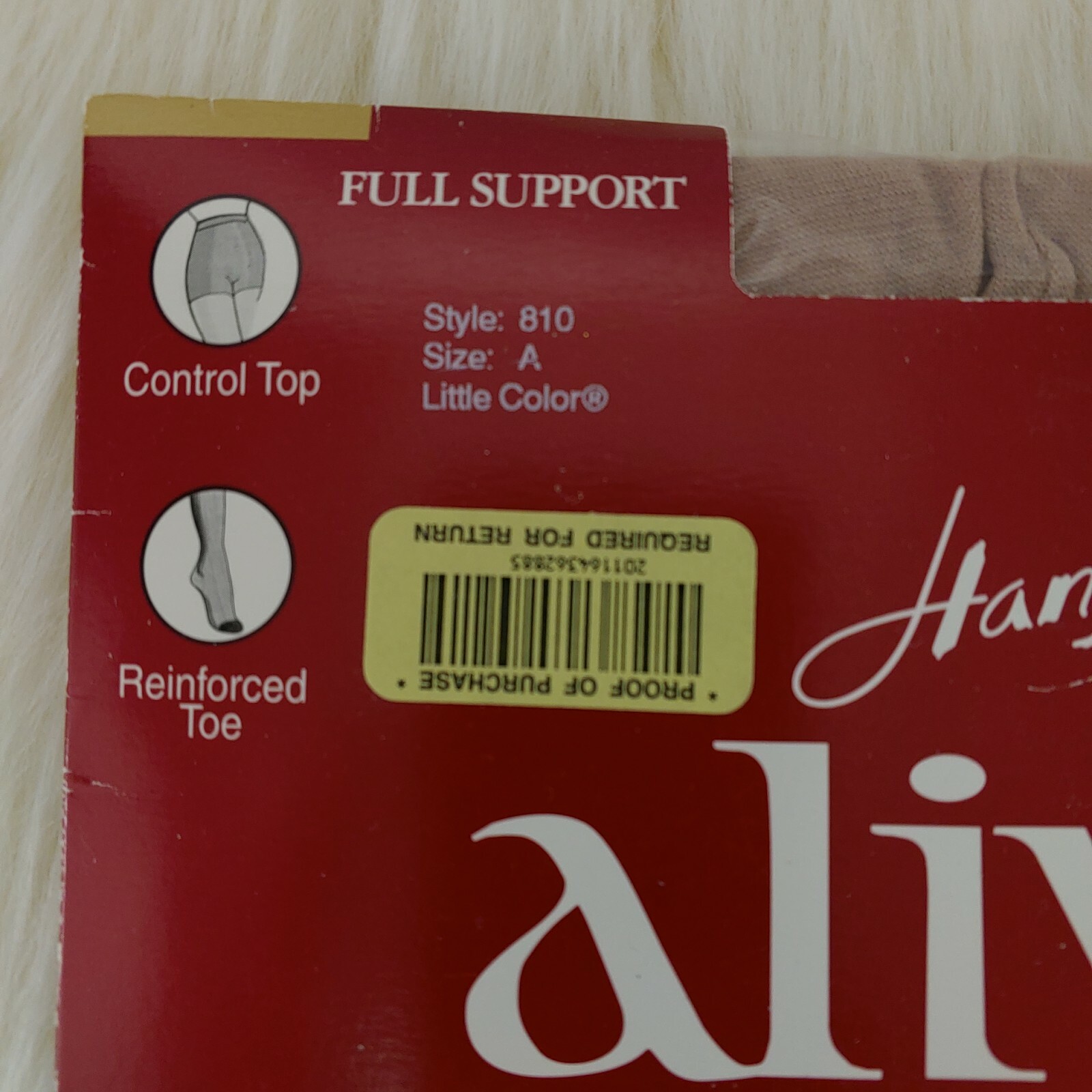 HANES ALIVE Full Support Control Top Pantyhose Reinforced Toe Style 810