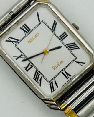 Exc+4] SEIKO Dolce 5S21-5A10 Sweep Second Roman Tank Quartz Mens