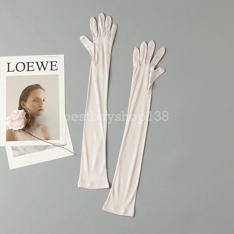 Mujeres 100% Seda Exterior Largo Codo Guantes Tejidos Seda Noche Ópera Fiesta Guantes Foto 4 de 4