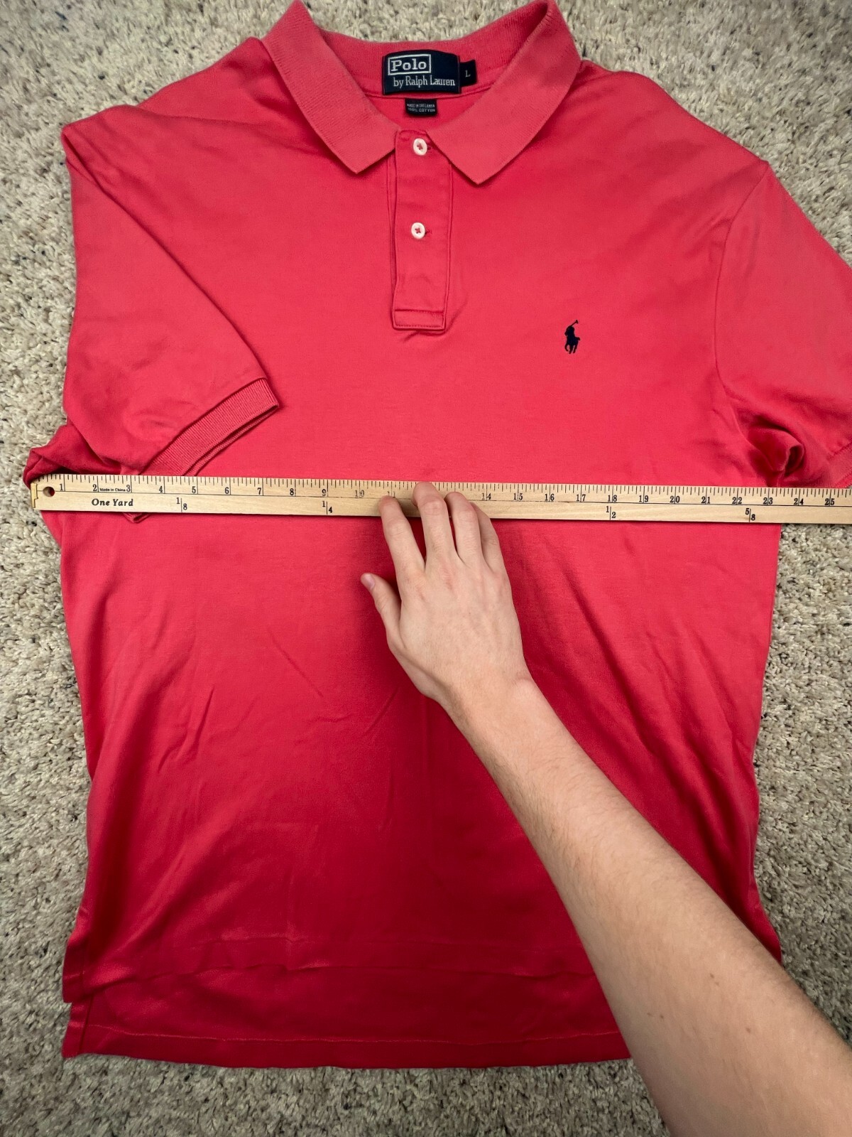 Polo Ralph Lauren Camicia Grande Rosso Arancione Nero Pony Logo Casual Rugby Uomo