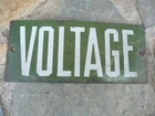 METAL VOLTAGE SIGN  VINTAGE GAS AND OIL CAN COMPANY ADVERTISING