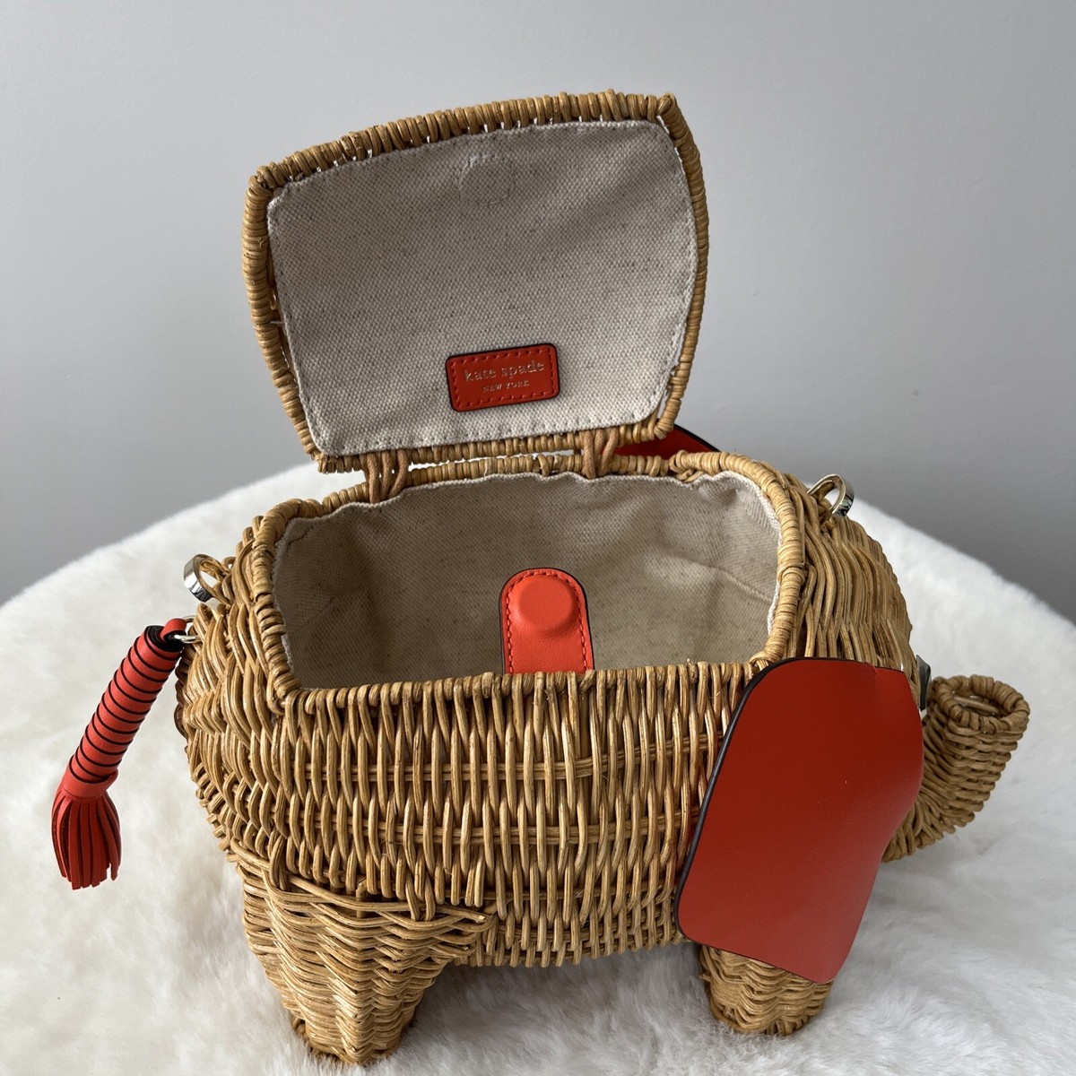 バッグ Kate Spade Elephant Wicker Bag New KATE SPADE New York Tiny Wicker Elephant Crossbody Bag Purse