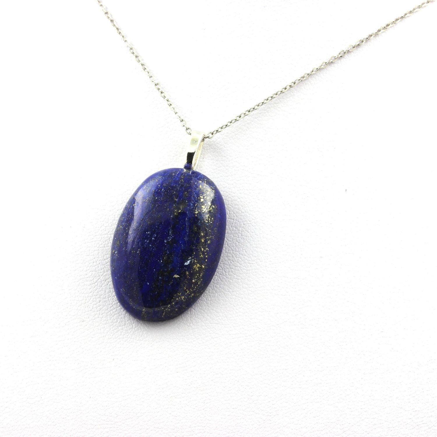 Lapis Lazuli collier de prestige 47.54 ct, grand pendentif ovale de qualité gemme