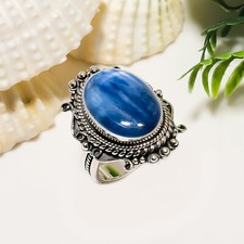 Natural Kyanite Gemstone 925 Sterling Silver Ring Oxidize Jewelry Gift For Her.