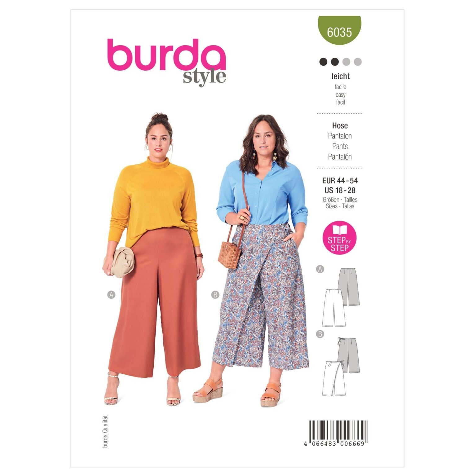 Burda Easy SEWING PATTERN 6035 Women's Plus Size Trousers/Culottes 18-28