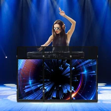 DJ Event Facade Black White Scrim Metal Frame Booth + 23“x73” Flat Table Top USA