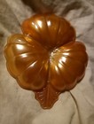 Marigold Iridescent Carnival Glass three leaf clover Trifoil Doric candy dish  — photo 5