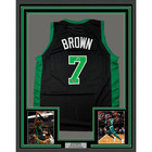 Framed Facsimile Autographed Jaylen Brown 33x42 Black Reprint Laser Auto Jersey