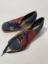 Vintage 60s 70s square toe suede patchwork lace loafer up twiggy shoes 5.5