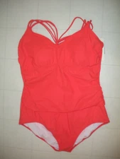 Profile by Gottex Orange Tango 1 PC V Neck Style Swimsuit Size 16 NWT