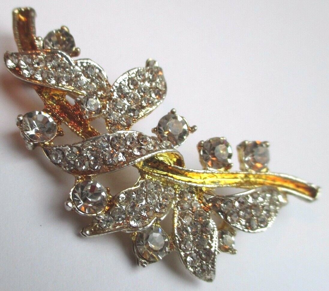 Broche Vintage Or Et Cristaux - Pièce De Collection Rare N°378, état Impeccable