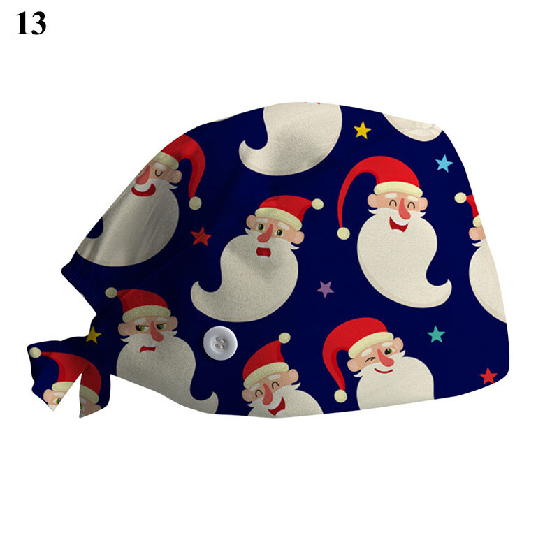 Buckle Nurse Christmas Printing Doctors Baotou Cap Doctor Hat Surgical ...