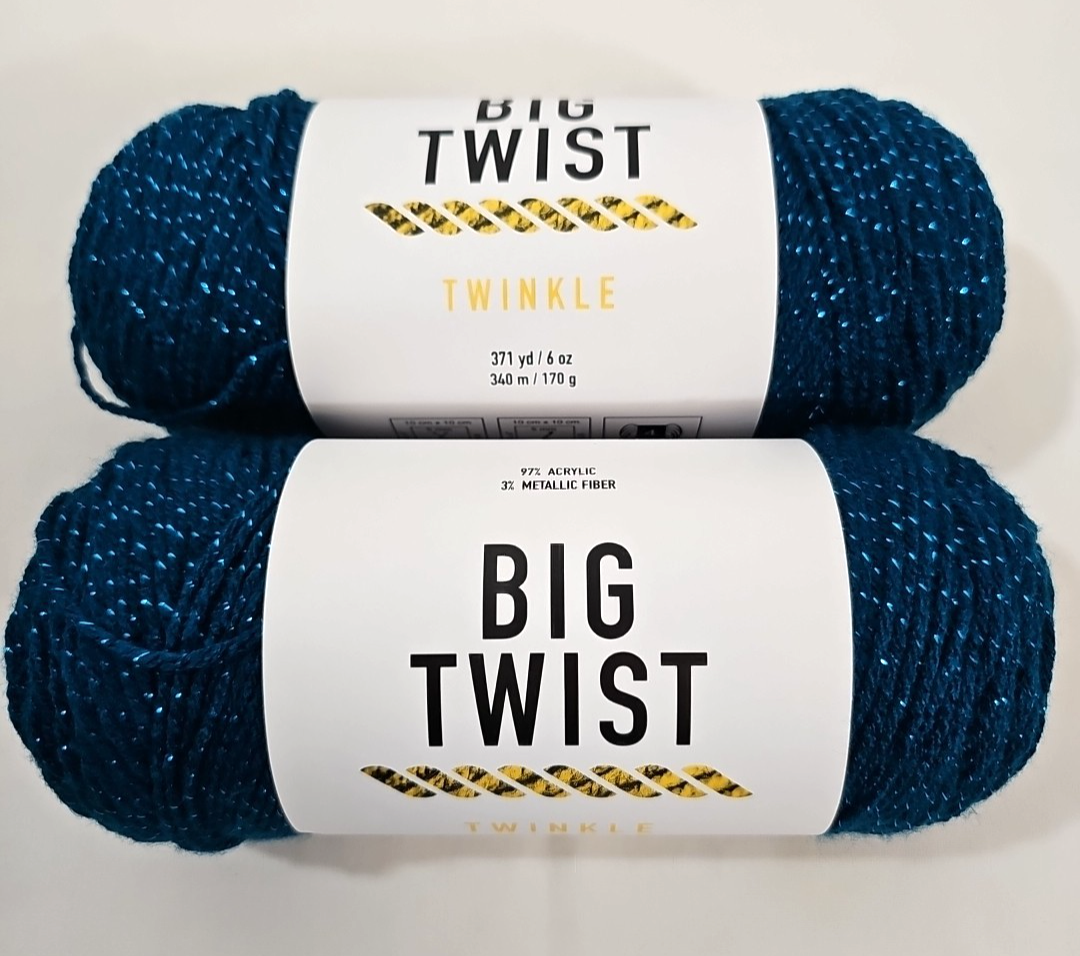 Big Twist TWINKLE Yarn - TEAL - Set of 2 - Dye Lot# 653556 - 6oz