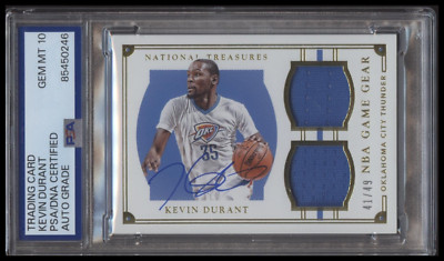 Kevin Durant 2015-16 National Treasures NBA Game Gear /49 Signed PSA DNA AUTO 10