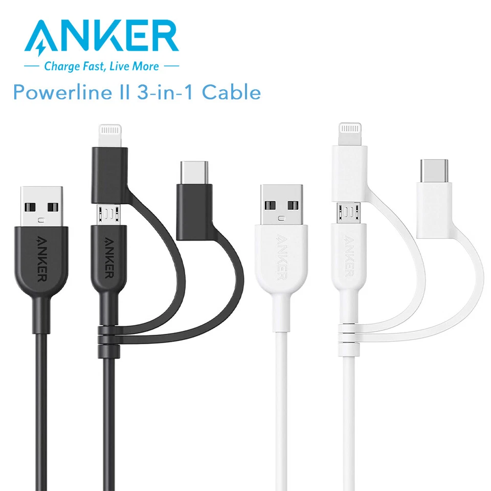 Anker 3in1 Charging Cable Multi Function Charger Cord for iPhone/USB-C/Micro USB - Image 1 of 1