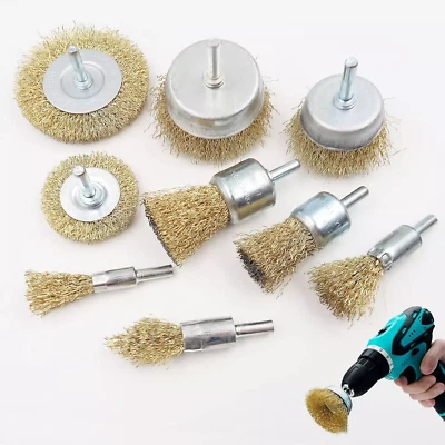 9 Pcs Brush Drill Attachment Bit Kit Wire Cleaning Wheel for Cleaning Rust UK