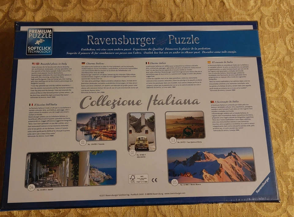 Puzzle Ravensburger 1000 Pezzi Collezione Italiana: Panorama - Amalfi NUOVO - Immagine 2 di 2