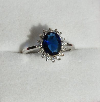 Bague Saphir Bleu Argent Massif 925 - Taille 52 - Rhodié - Dolly-Bijoux - Neuf