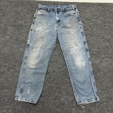 Dickies Carpenter Jeans Mens Size 32 Blue Relaxed Distressed Workwear Stained