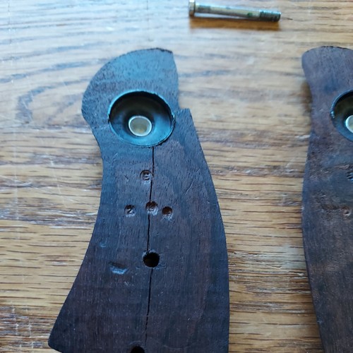 SPESCO Falcon Revolver Checkered Wooden Grips Square Butt Silver Medallion #294 - Picture 6 of 10
