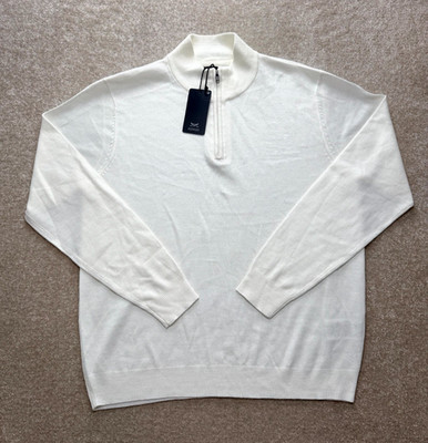 Threadbare Denim Corps Sweater Mens XL White Solid Knit Long Sleeve Quarter Zip